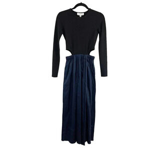 Something Navy Black & Blue Tara Cutout Long Sleeve Maxi Dress Women's Size XS